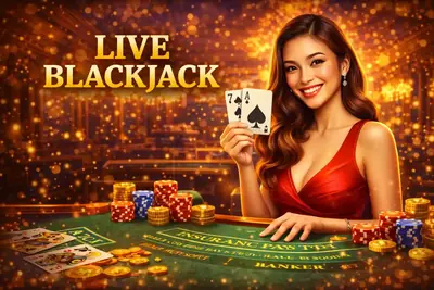 Dealer holding Ace and Seven at a Blackjack table with chips