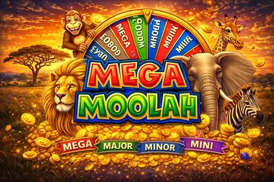 Safari themed slot game wheel with lion and elephant symbols